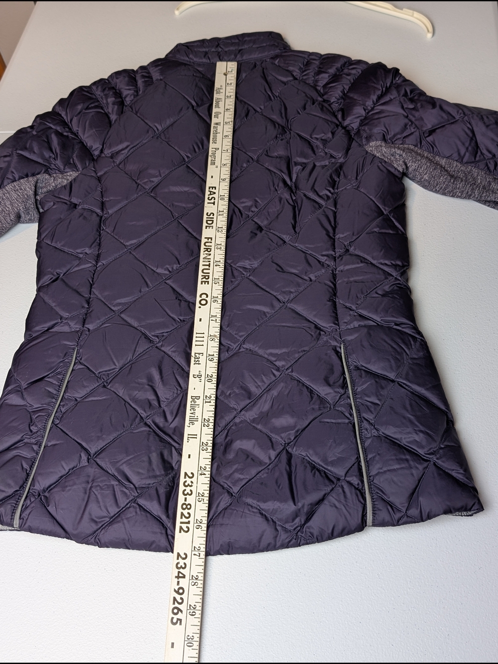Lululemon Purple Gray Quilted Goose Down Puffer Jacket Stretch Athletic - Picture 14 of 14